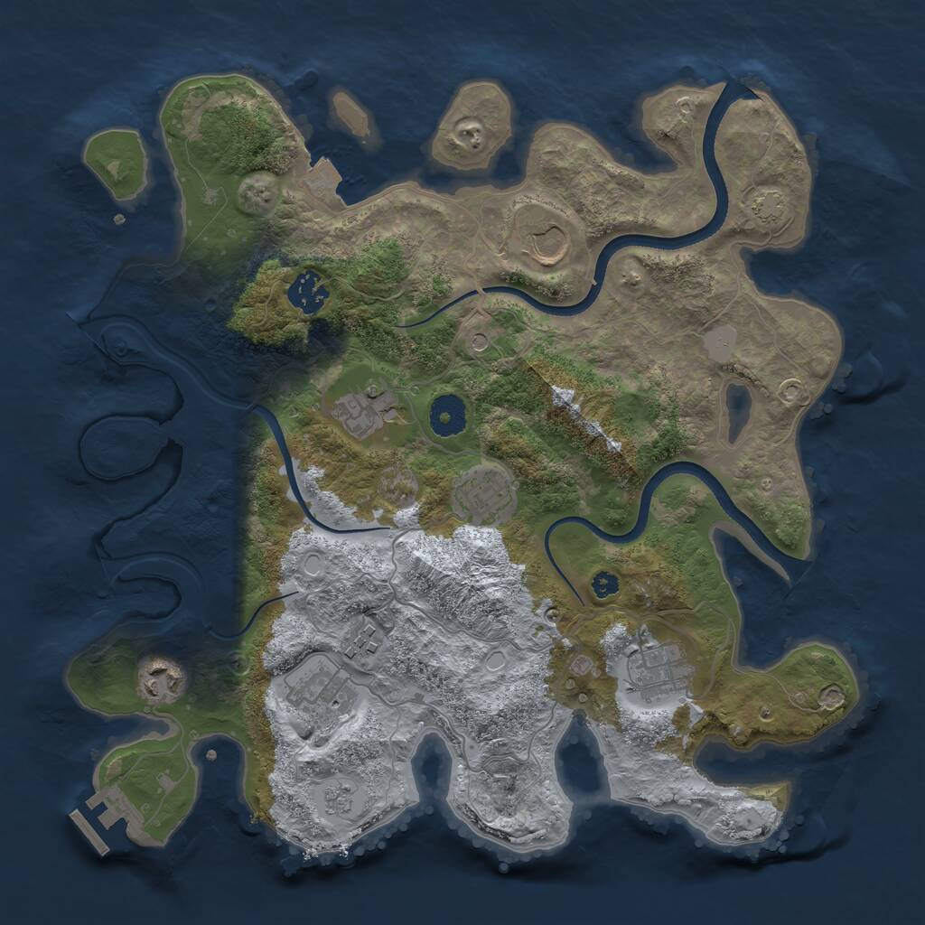 Rust Map: Procedural Map, Size: 3500, Seed: 978882, 13 Monuments