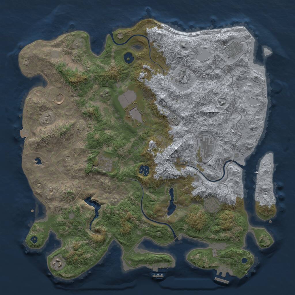 Rust Map: Procedural Map, Size: 4200, Seed: 111103, 16 Monuments