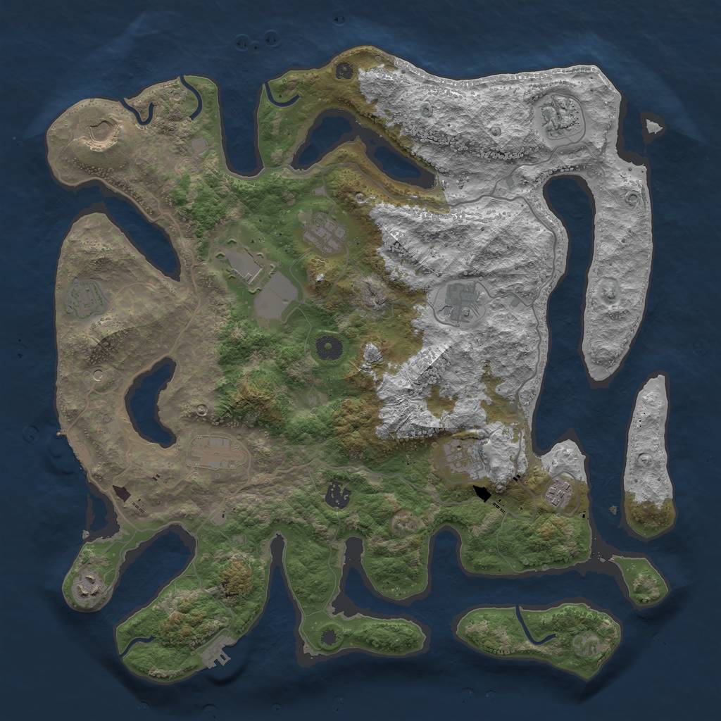 Rust Map: Procedural Map, Size: 4200, Seed: 111103, 16 Monuments