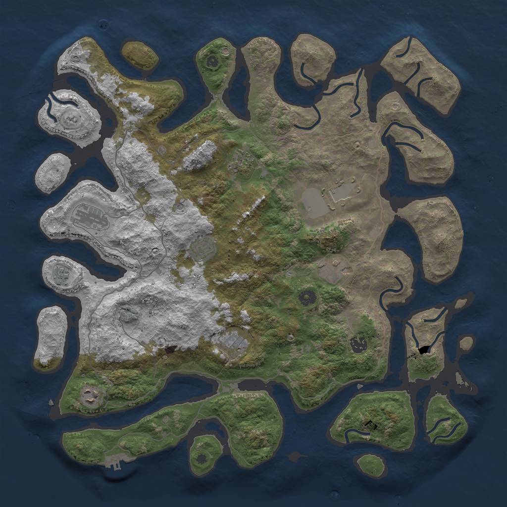 Rust Map: Procedural Map, Size: 4500, Seed: 1583655541, 13 Monuments