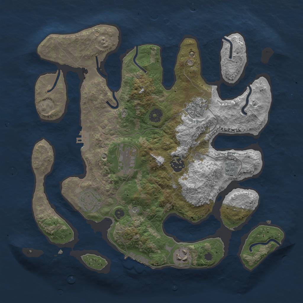 Rust Map: Procedural Map, Size: 3300, Seed: 1993793603, 11 Monuments