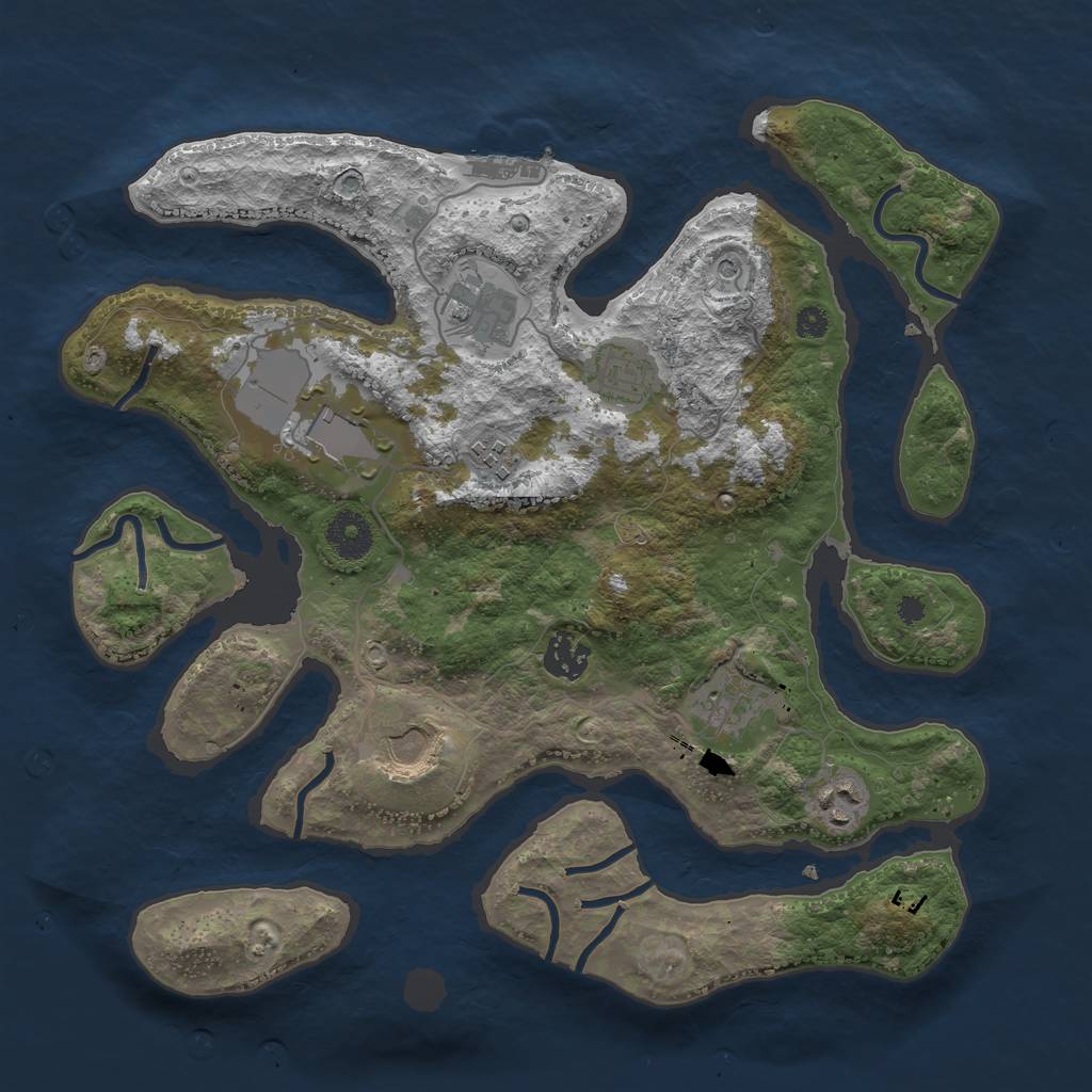 Rust Map: Procedural Map, Size: 3500, Seed: 1324534530, 12 Monuments