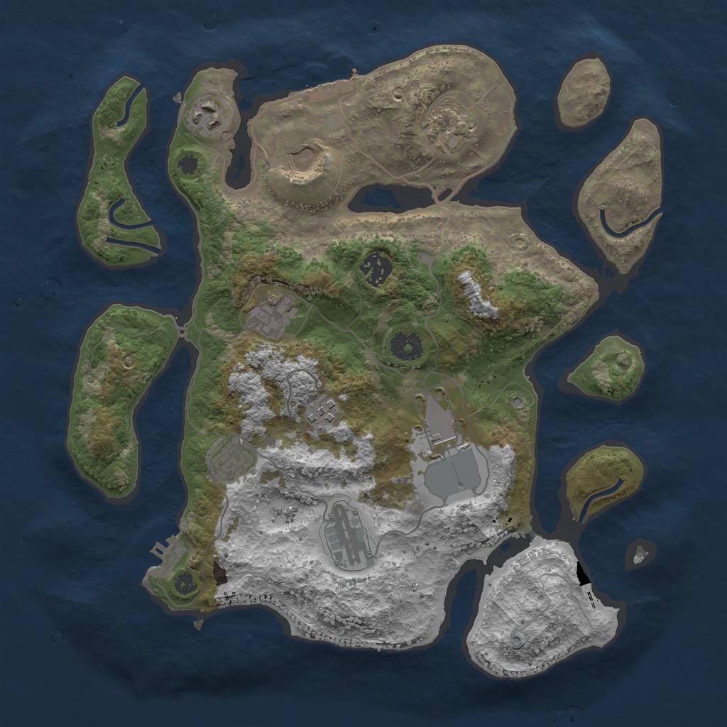 Rust Map: Procedural Map, Size: 3500, Seed: 1738518521, 13 Monuments