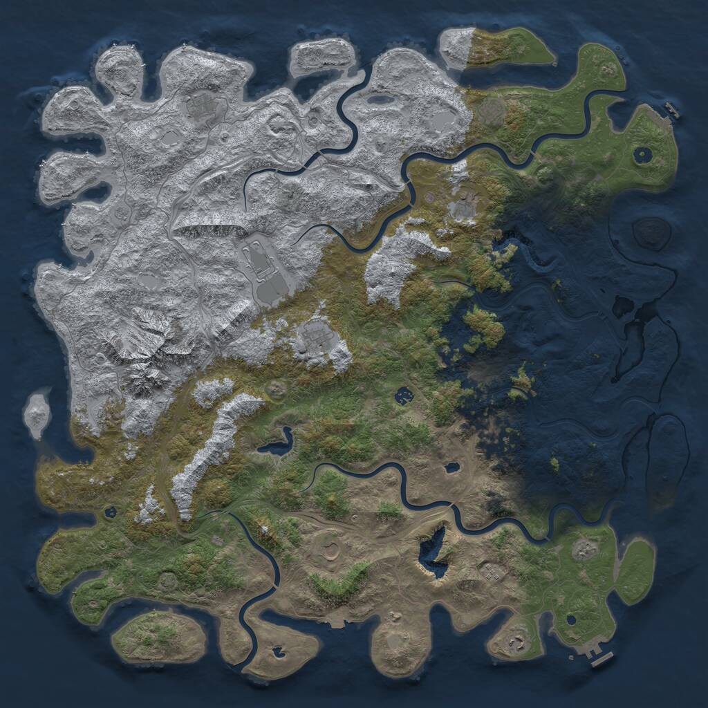 Rust Map: Procedural Map, Size: 6000, Seed: 47889179, 17 Monuments