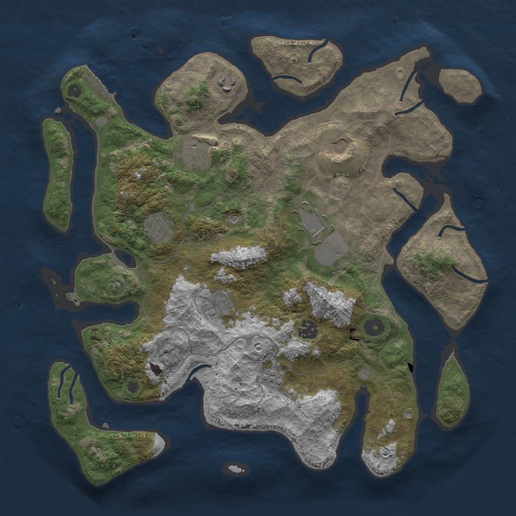 Rust Map: Procedural Map, Size: 4000, Seed: 17014, 12 Monuments