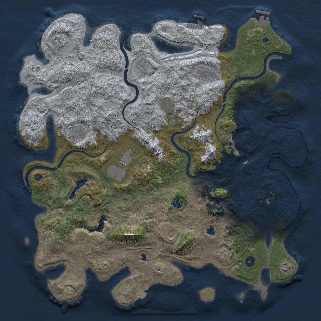 Rust Map: Procedural Map, Size: 4666, Seed: 24031965, 16 Monuments