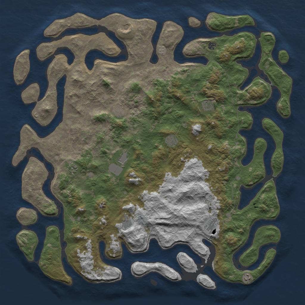 Rust Map: Barren, Size: 6000, Seed: 4564564, 14 Monuments