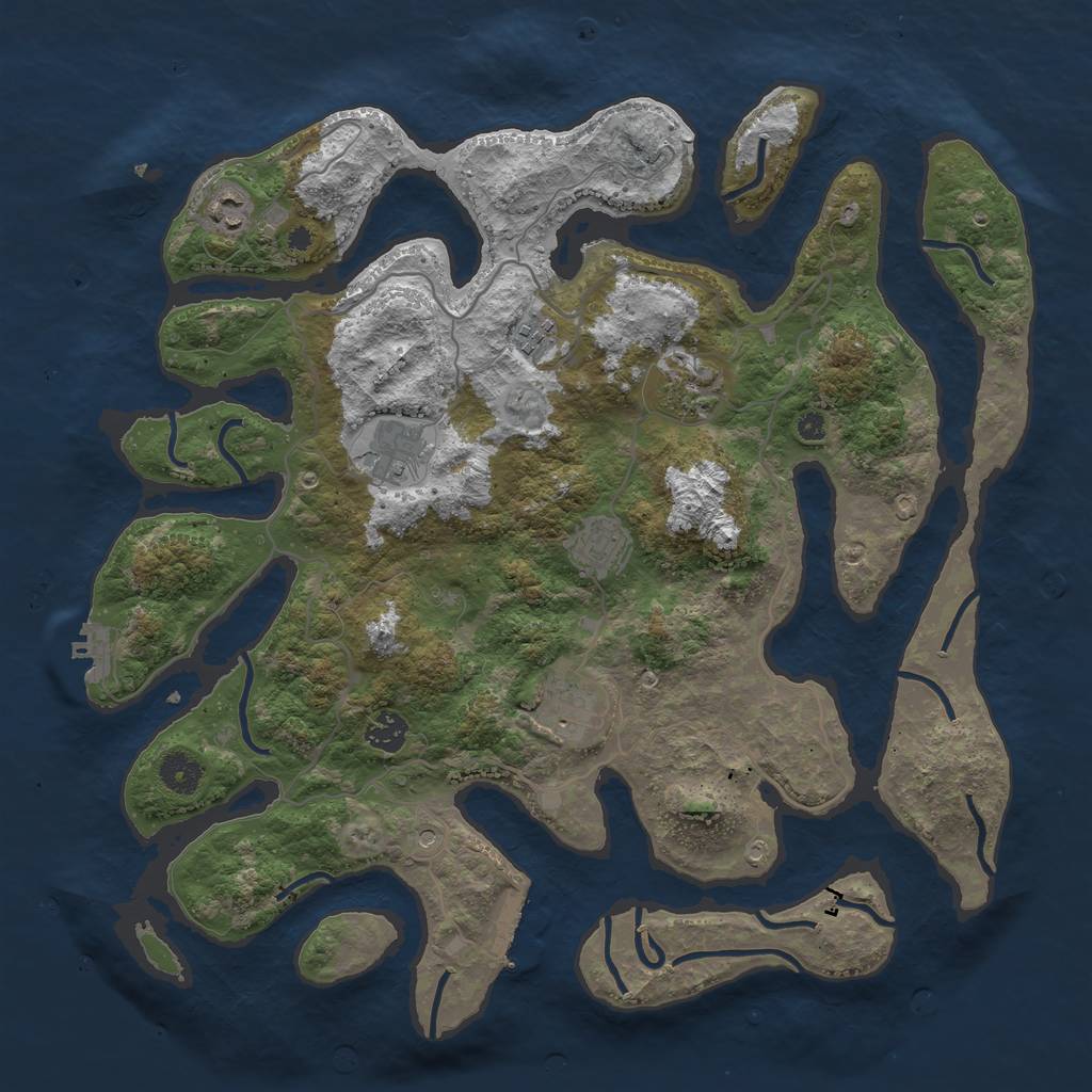 Rust Map: Procedural Map, Size: 4000, Seed: 66245, 12 Monuments