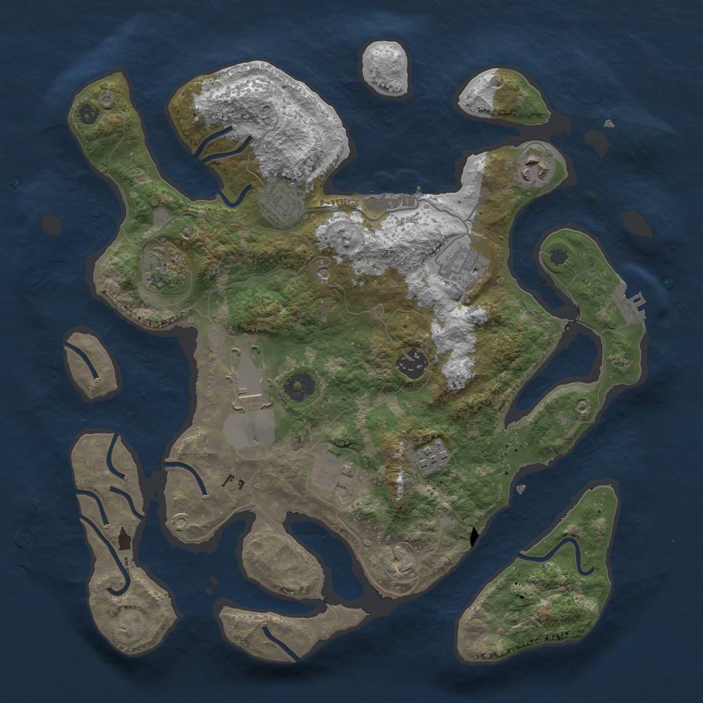 Rust Map: Procedural Map, Size: 3600, Seed: 2060545434, 13 Monuments