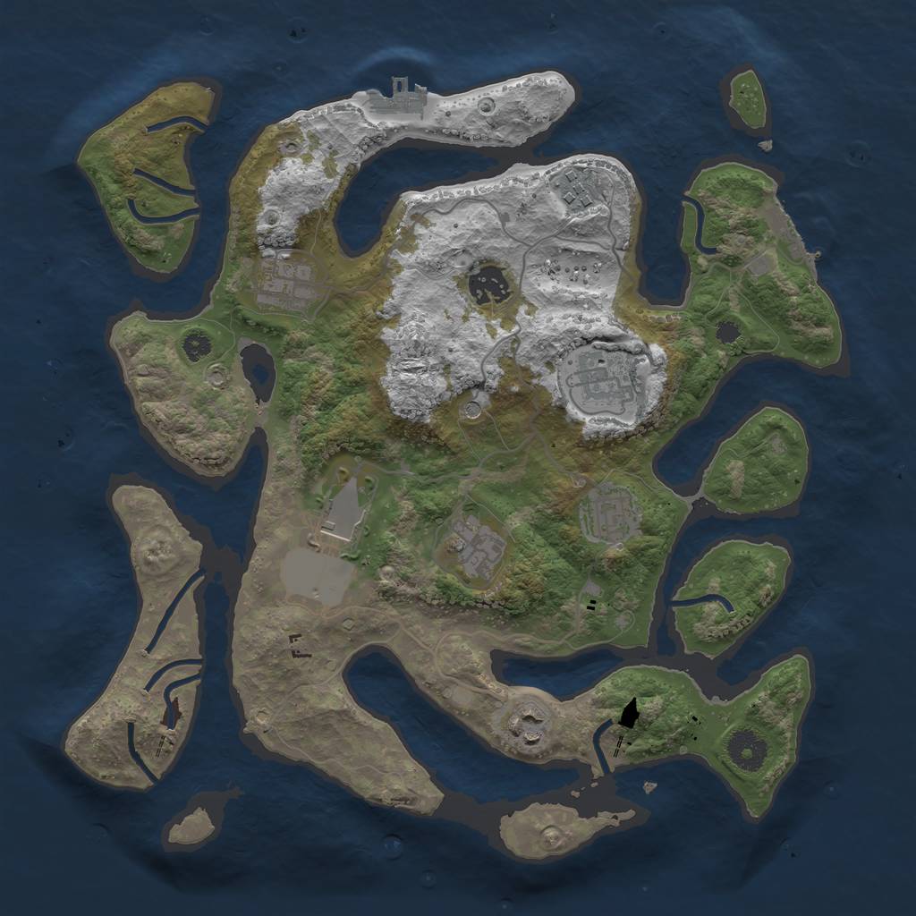 Rust Map: Procedural Map, Size: 3500, Seed: 875439, 13 Monuments