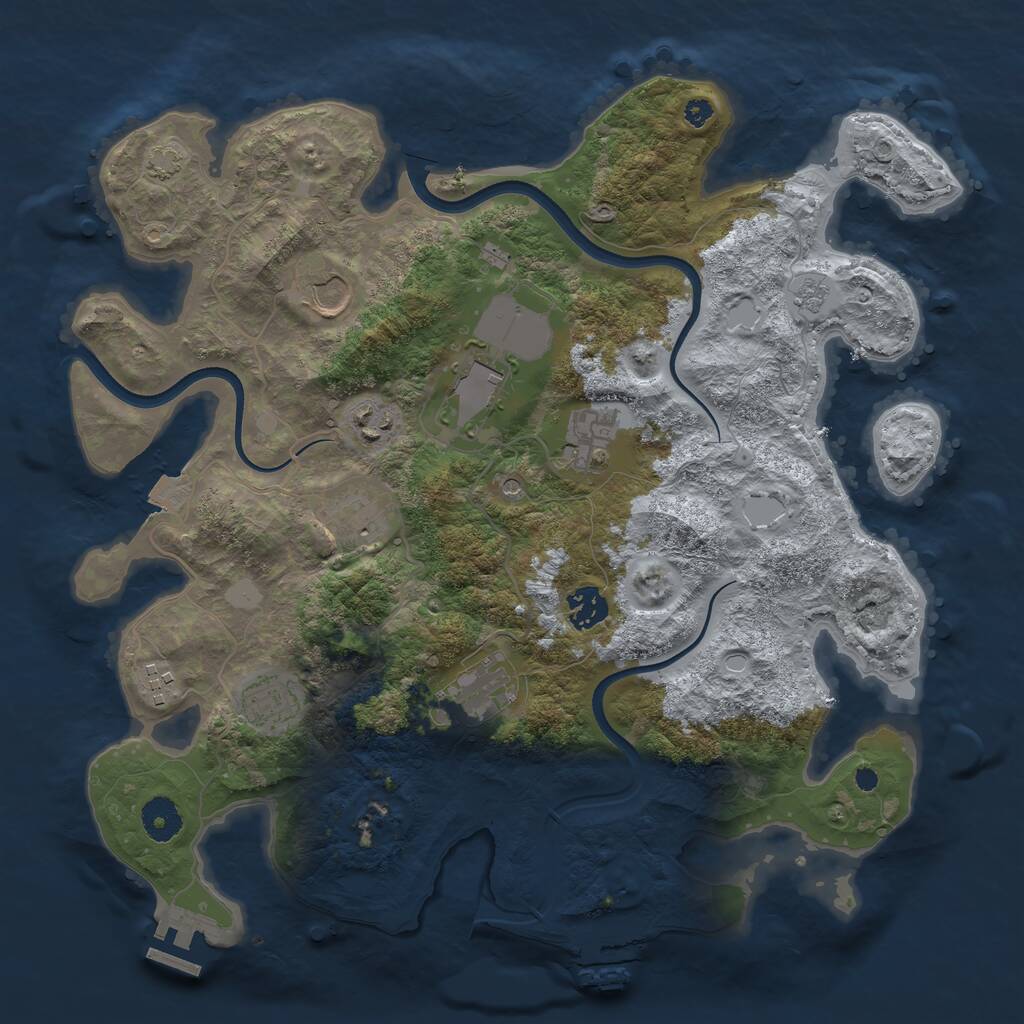 Rust Map: Procedural Map, Size: 3700, Seed: 1024733190, 15 Monuments