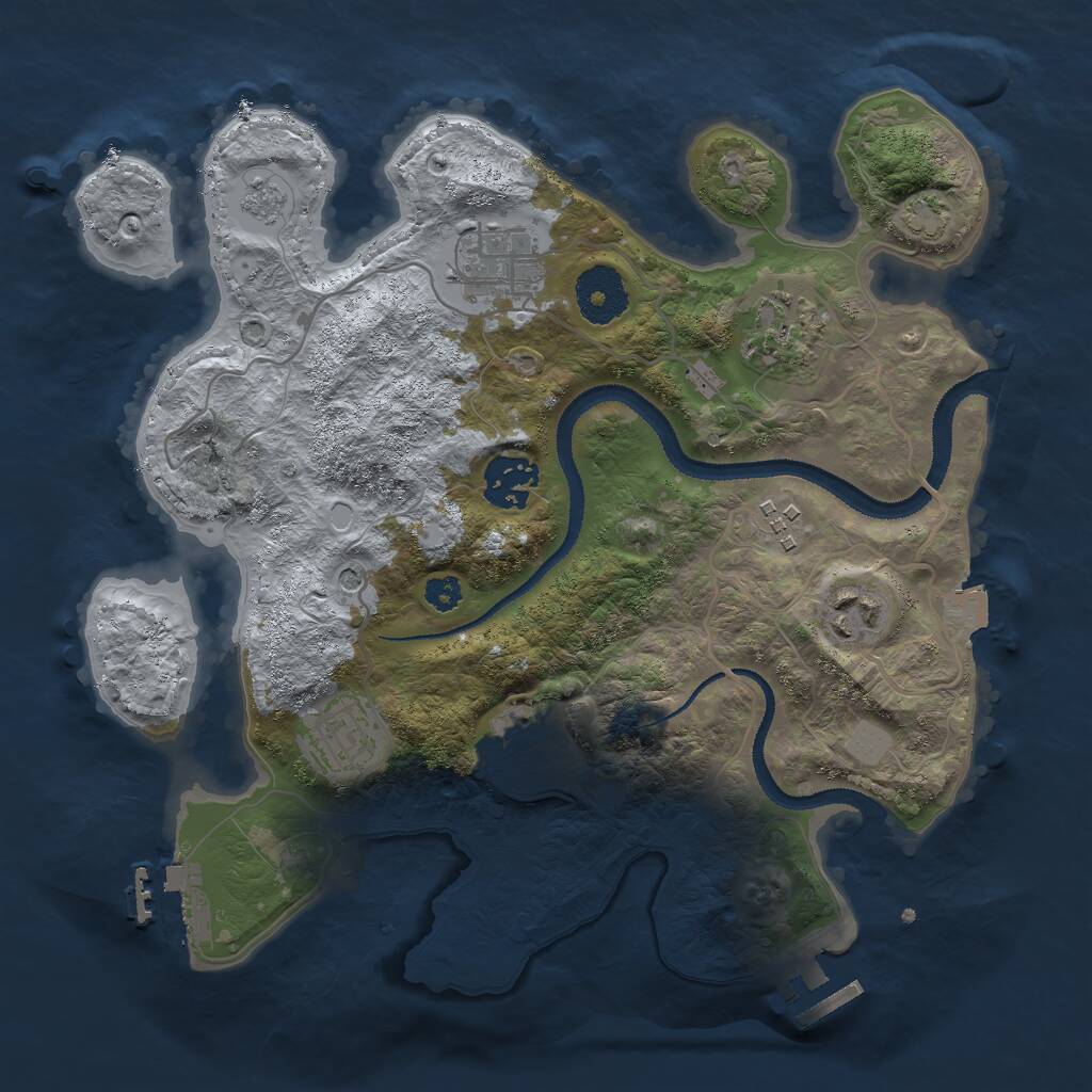 Rust Map: Procedural Map, Size: 3000, Seed: 955388286, 13 Monuments