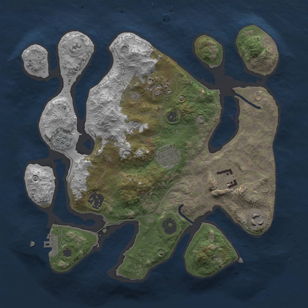 Rust Map: Procedural Map, Size: 3000, Seed: 955388286, 10 Monuments