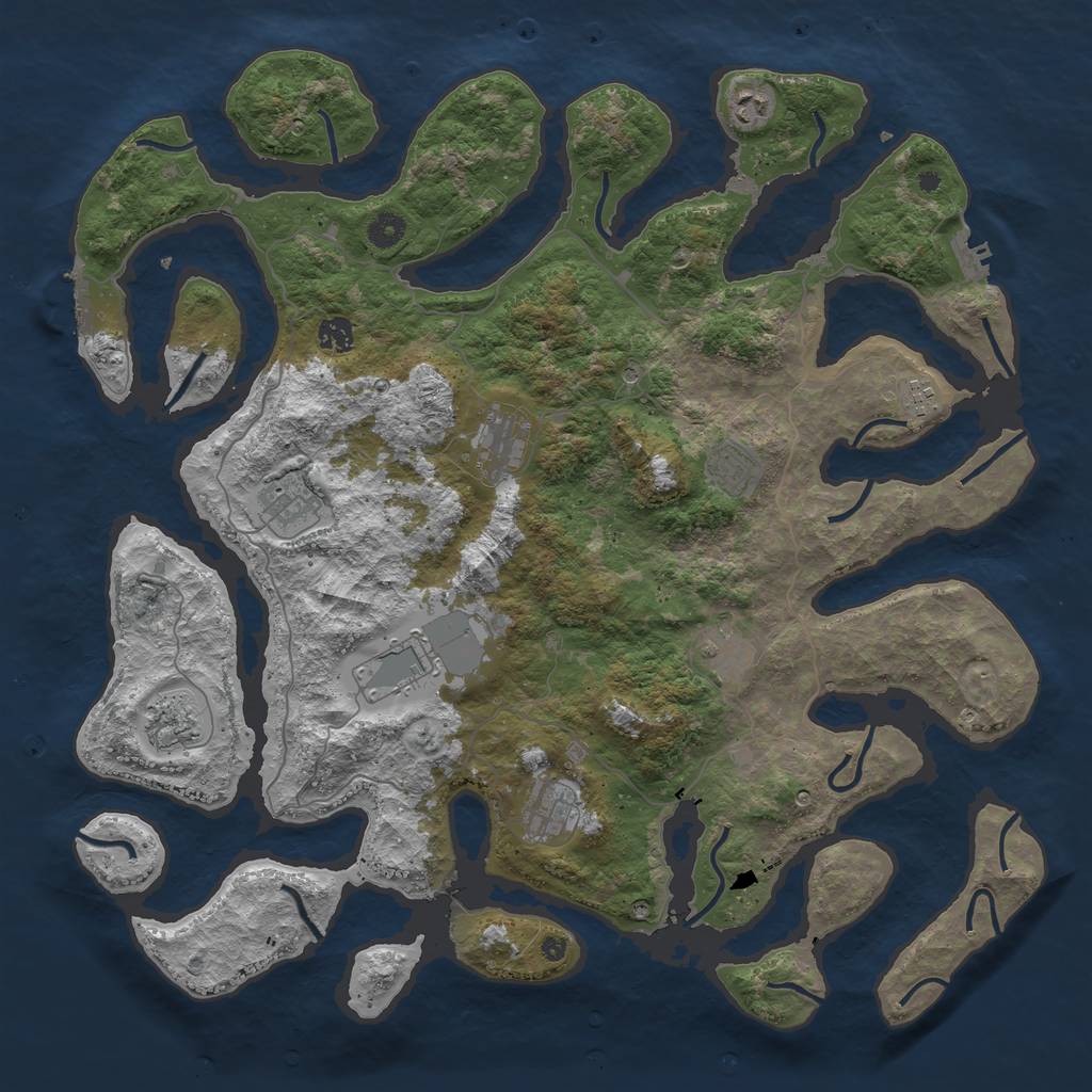 Rust Map: Procedural Map, Size: 4500, Seed: 6666969, 15 Monuments