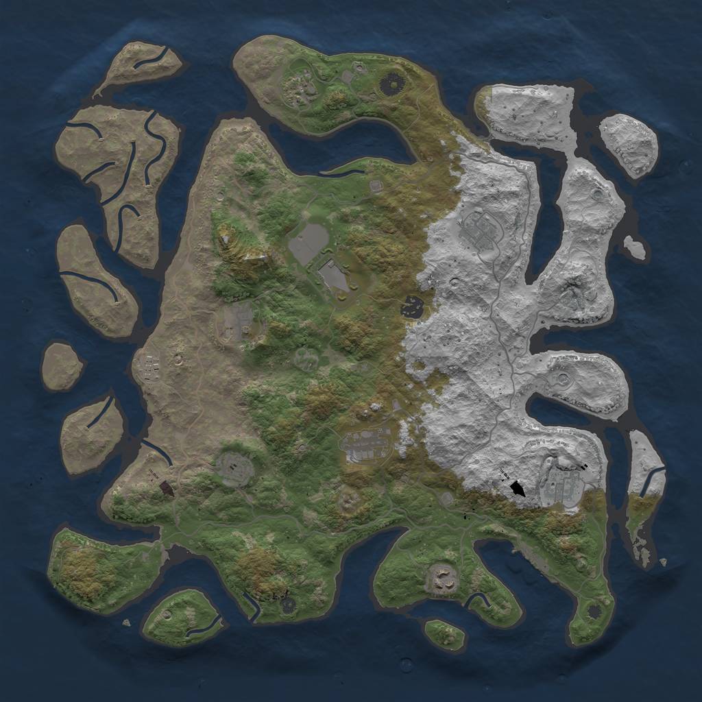 Rust Map: Procedural Map, Size: 4500, Seed: 1884780713, 14 Monuments