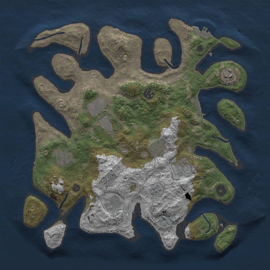 Rust Map: Procedural Map, Size: 3700, Seed: 7318, 13 Monuments