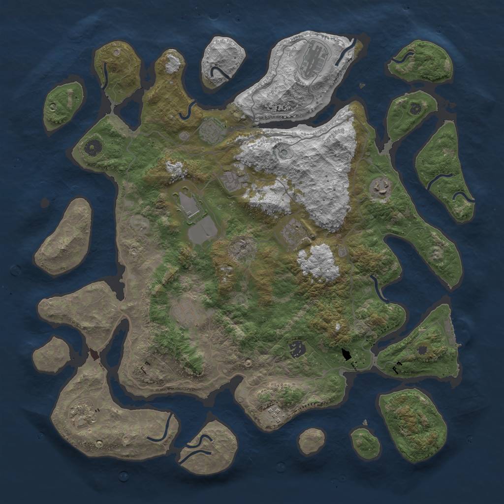 Rust Map: Procedural Map, Size: 4500, Seed: 566720384, 14 Monuments