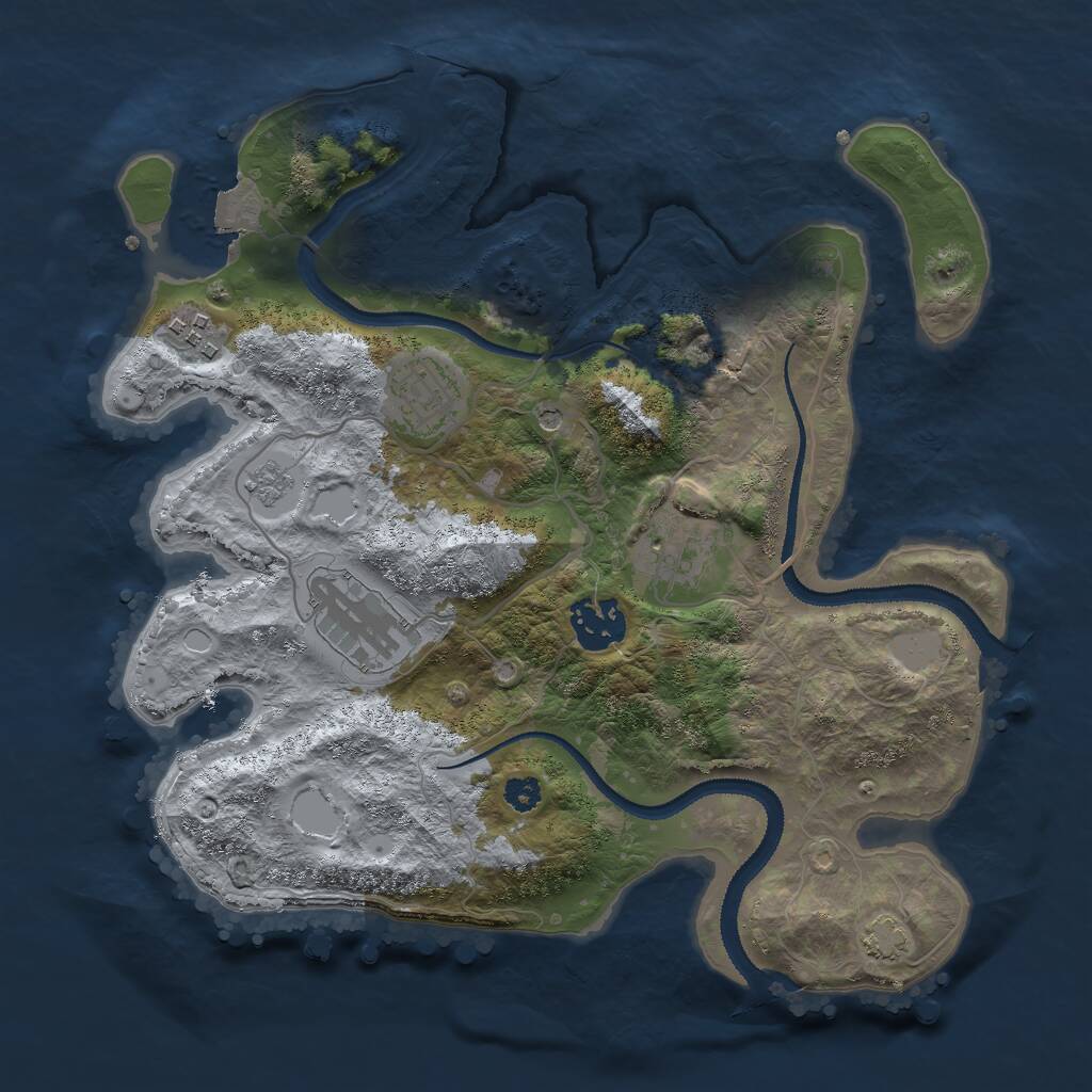 Rust Map: Procedural Map, Size: 3000, Seed: 2093468515, 9 Monuments