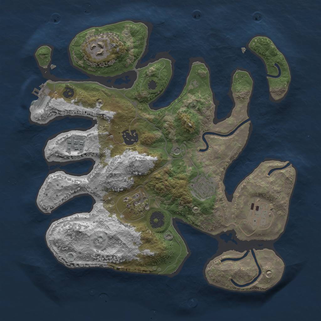 Rust Map: Procedural Map, Size: 3000, Seed: 2093468515, 10 Monuments