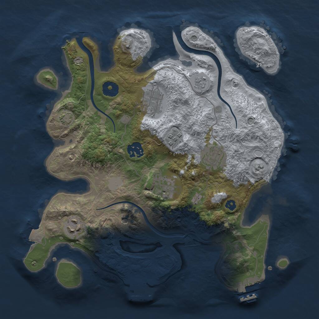 Rust Map: Procedural Map, Size: 3000, Seed: 1710267357, 12 Monuments
