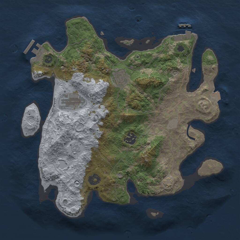 Rust Map: Procedural Map, Size: 3000, Seed: 20210705, 9 Monuments