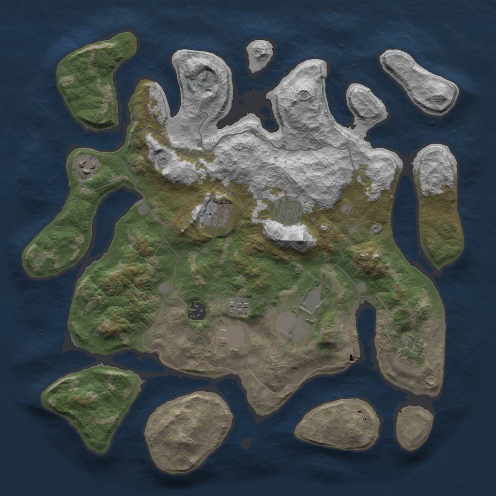 Rust Map: Barren, Size: 4000, Seed: 340, 11 Monuments