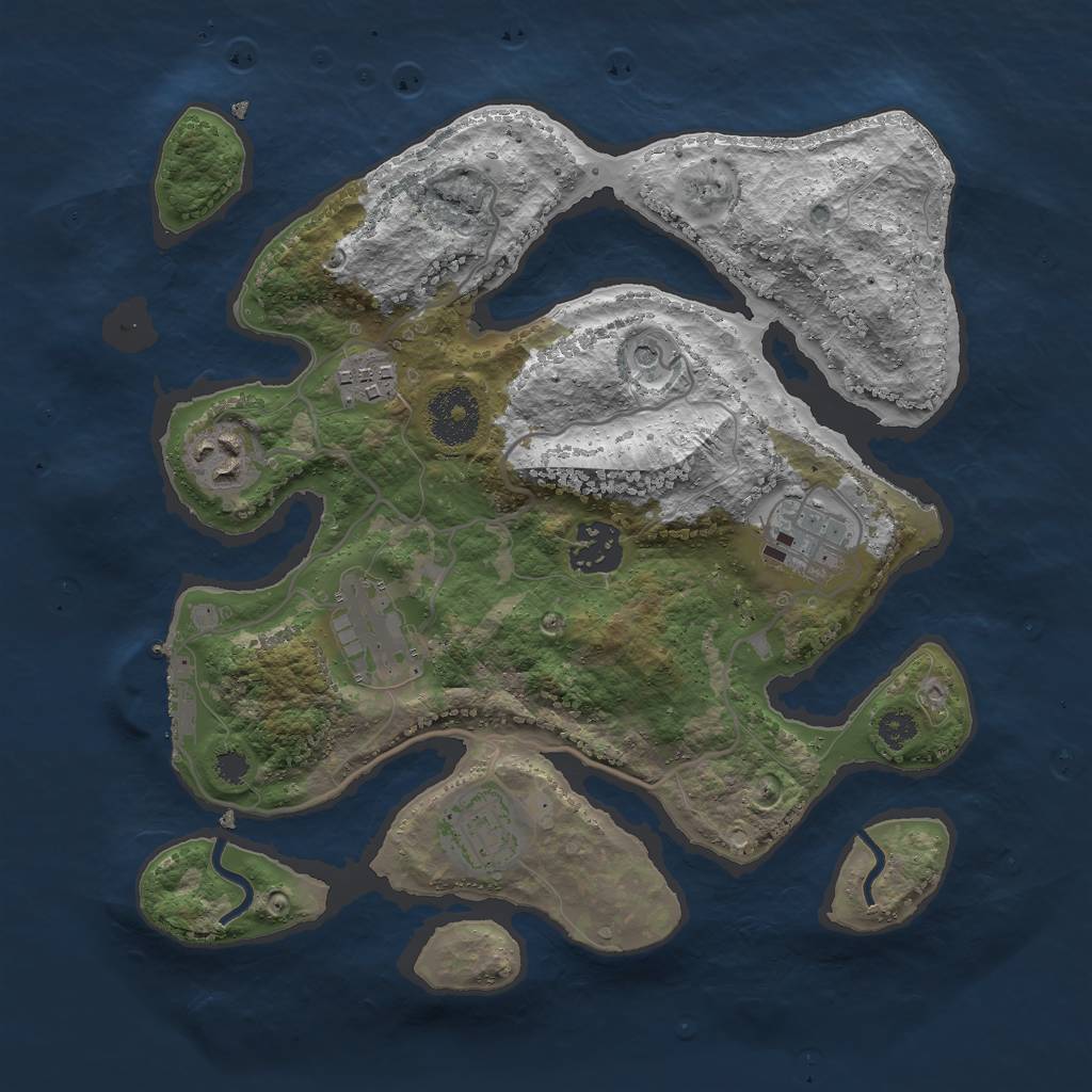 Rust Map: Procedural Map, Size: 3000, Seed: 9297878, 10 Monuments