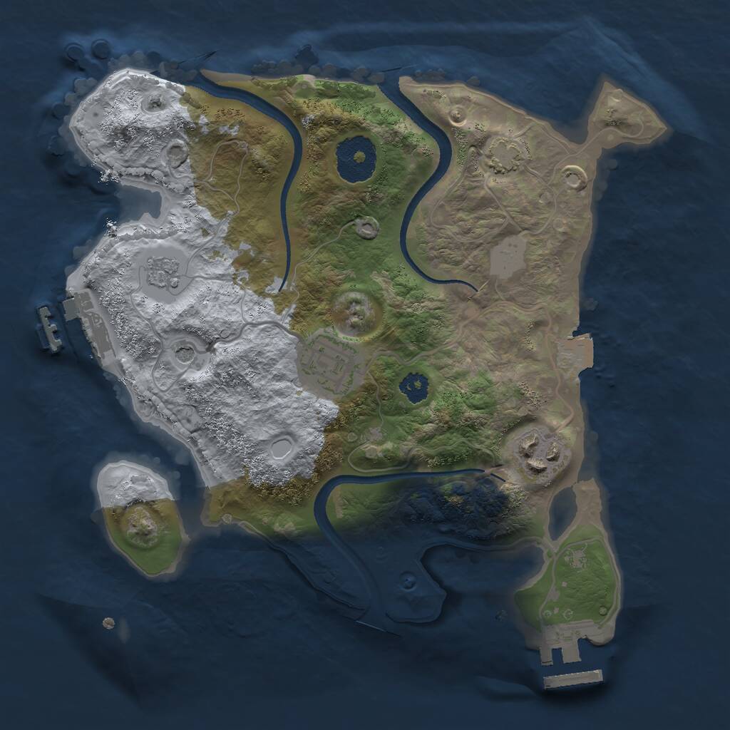 Rust Map: Procedural Map, Size: 2500, Seed: 1057045597, 8 Monuments