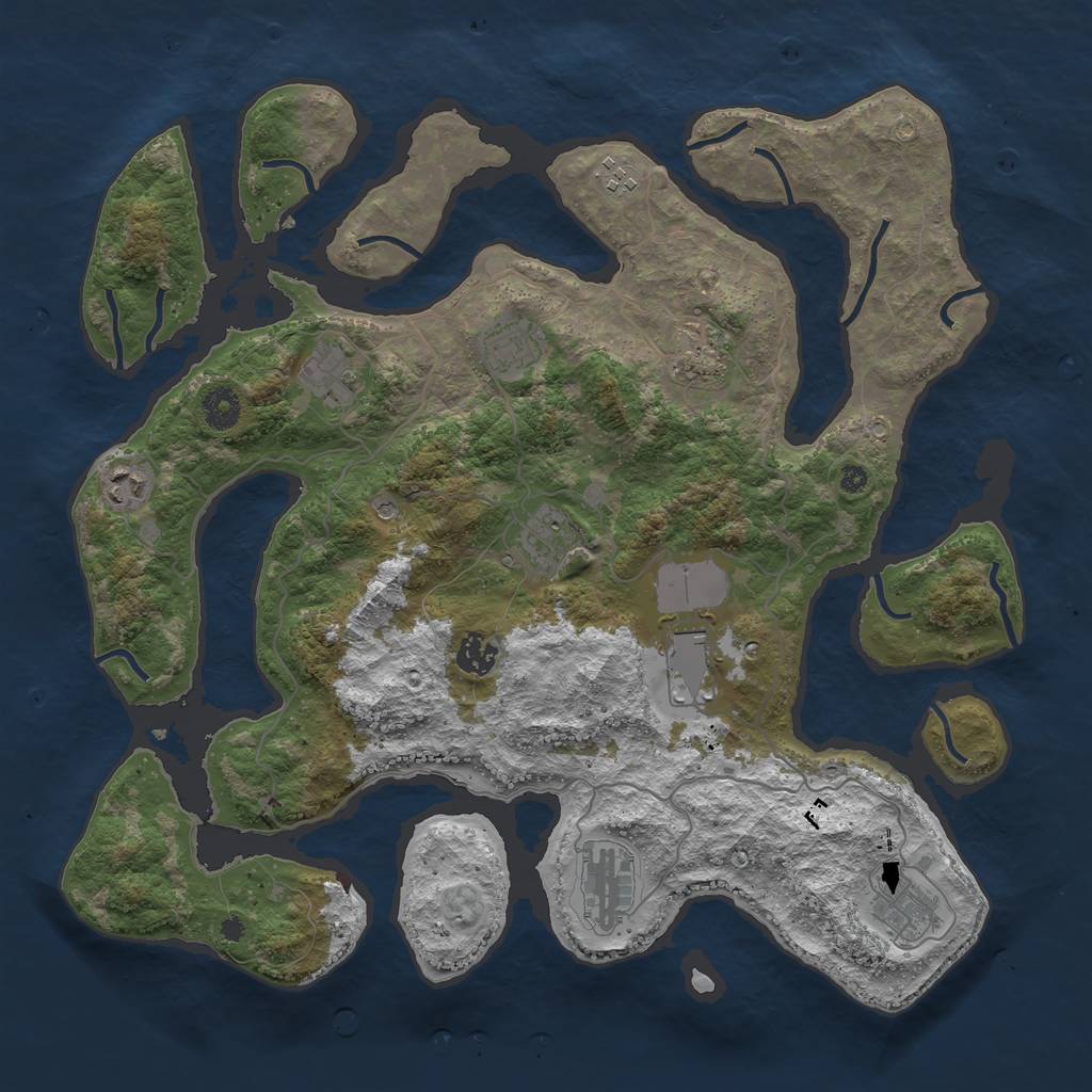 Rust Map: Procedural Map, Size: 4000, Seed: 58710572, 13 Monuments