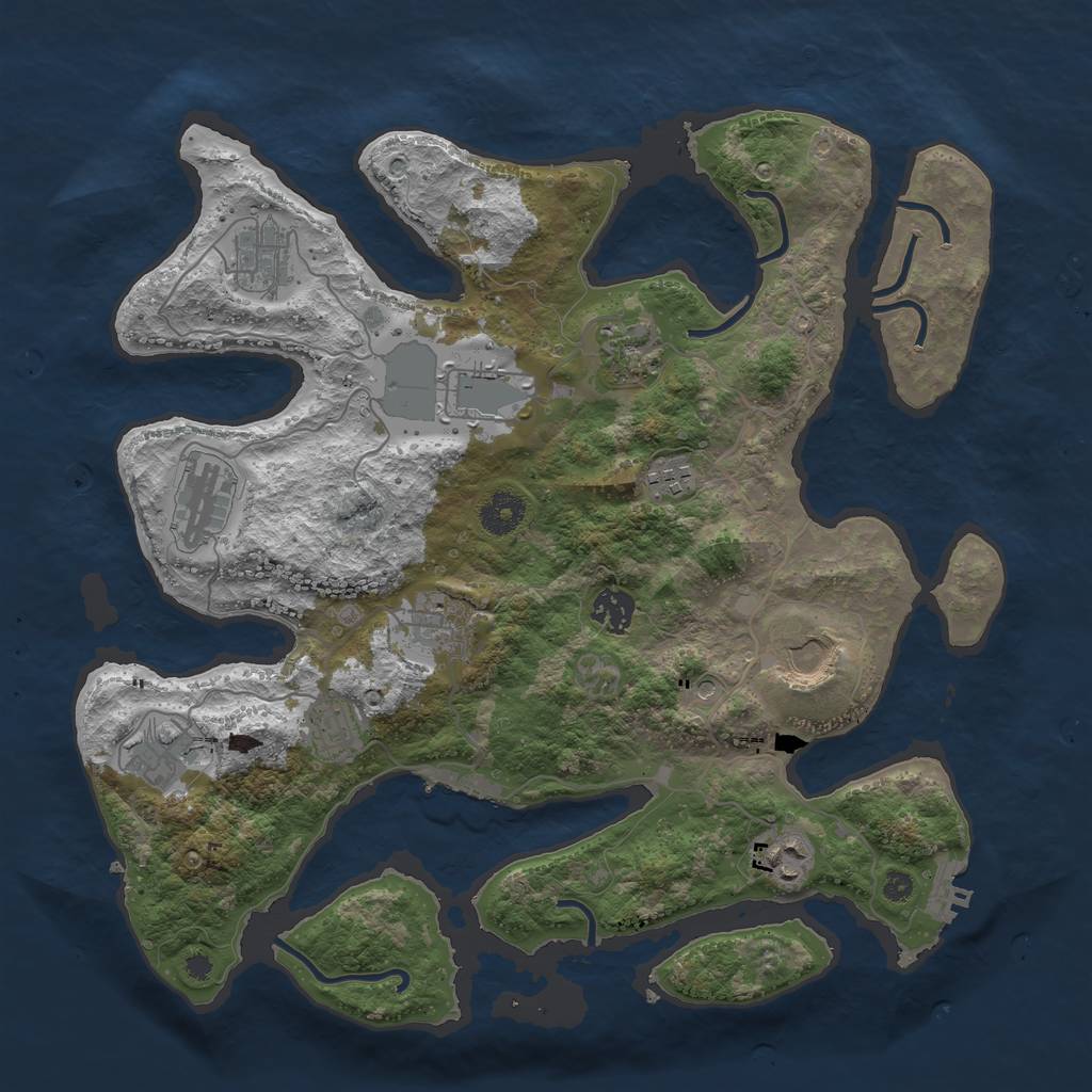Rust Map: Procedural Map, Size: 3750, Seed: 1396464650, 16 Monuments