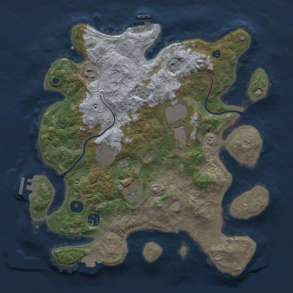 Rust Map: Procedural Map, Size: 3500, Seed: 2090761474, 12 Monuments