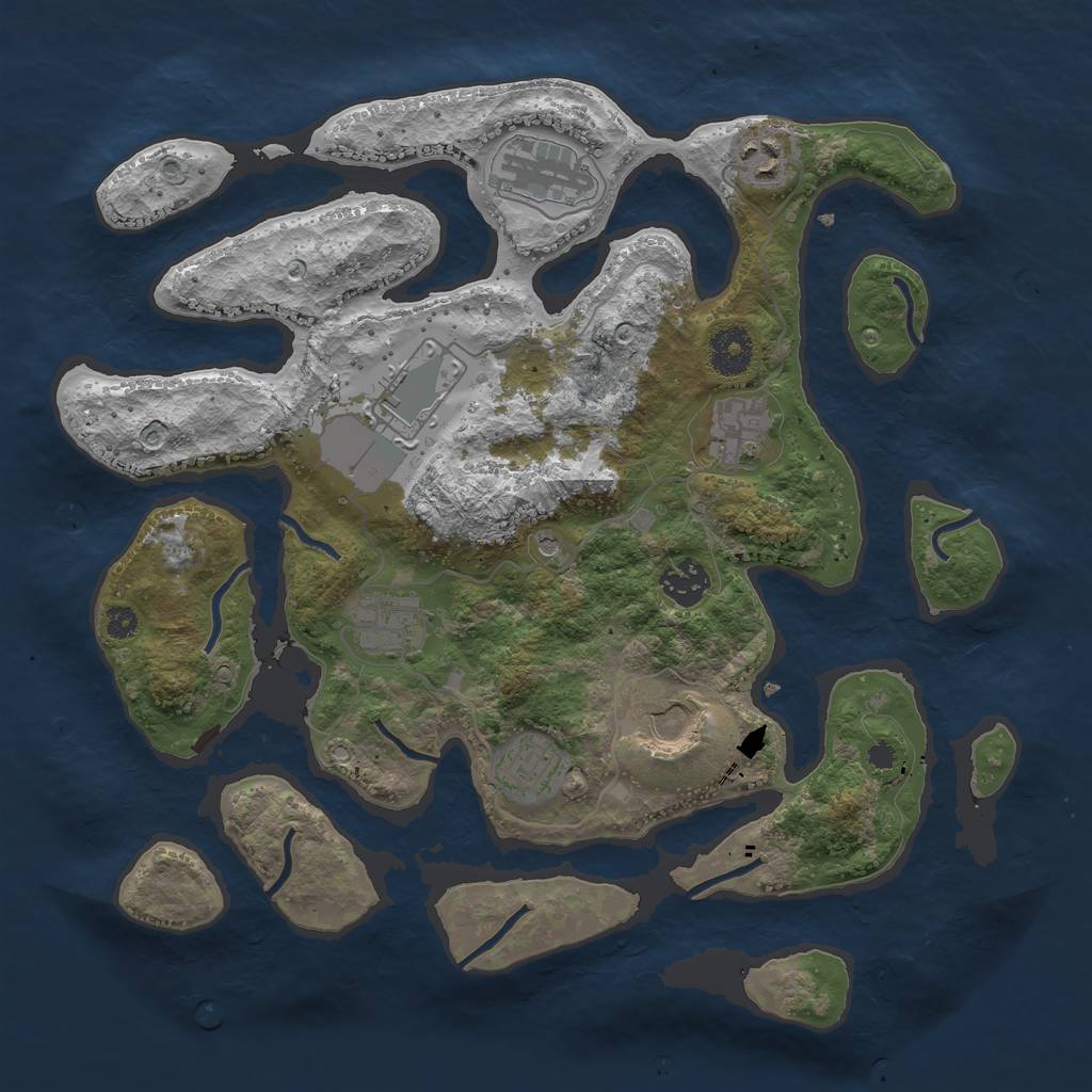Rust Map: Procedural Map, Size: 3500, Seed: 936482, 11 Monuments
