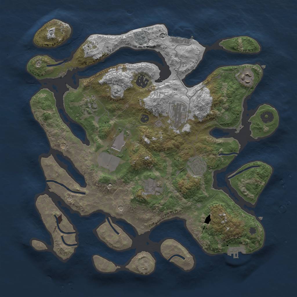 Rust Map: Procedural Map, Size: 3600, Seed: 728224, 13 Monuments