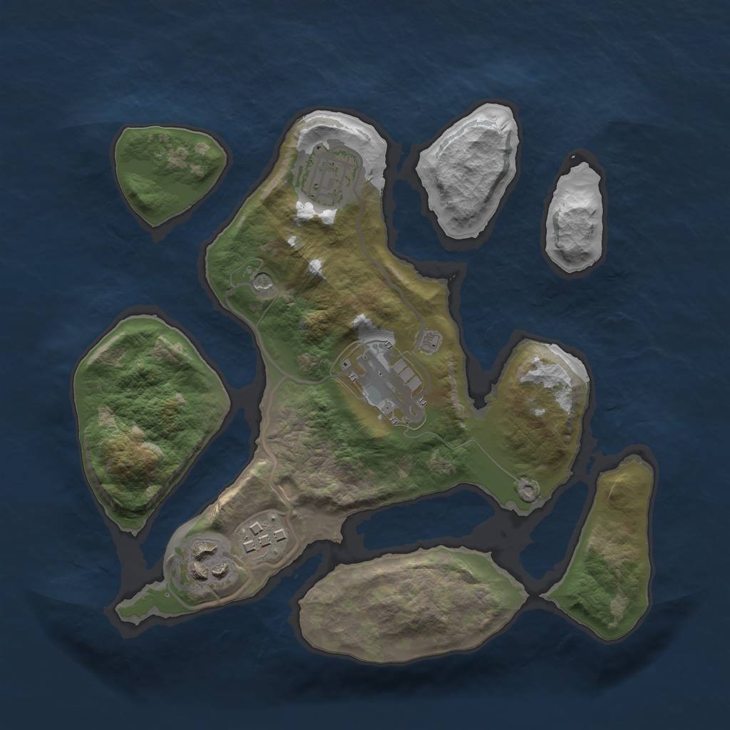 Rust Map: Barren, Size: 2500, Seed: 194662, 7 Monuments