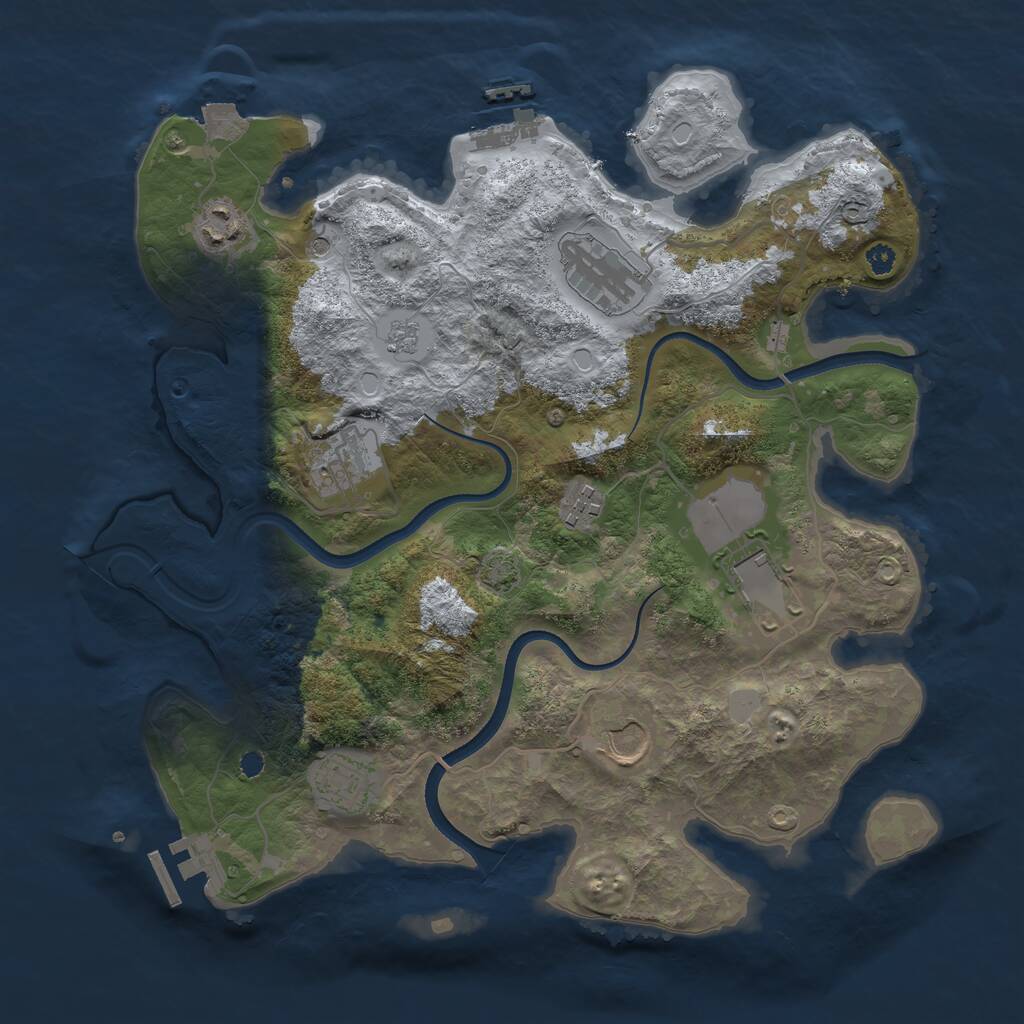 Rust Map: Procedural Map, Size: 3500, Seed: 3550948, 13 Monuments