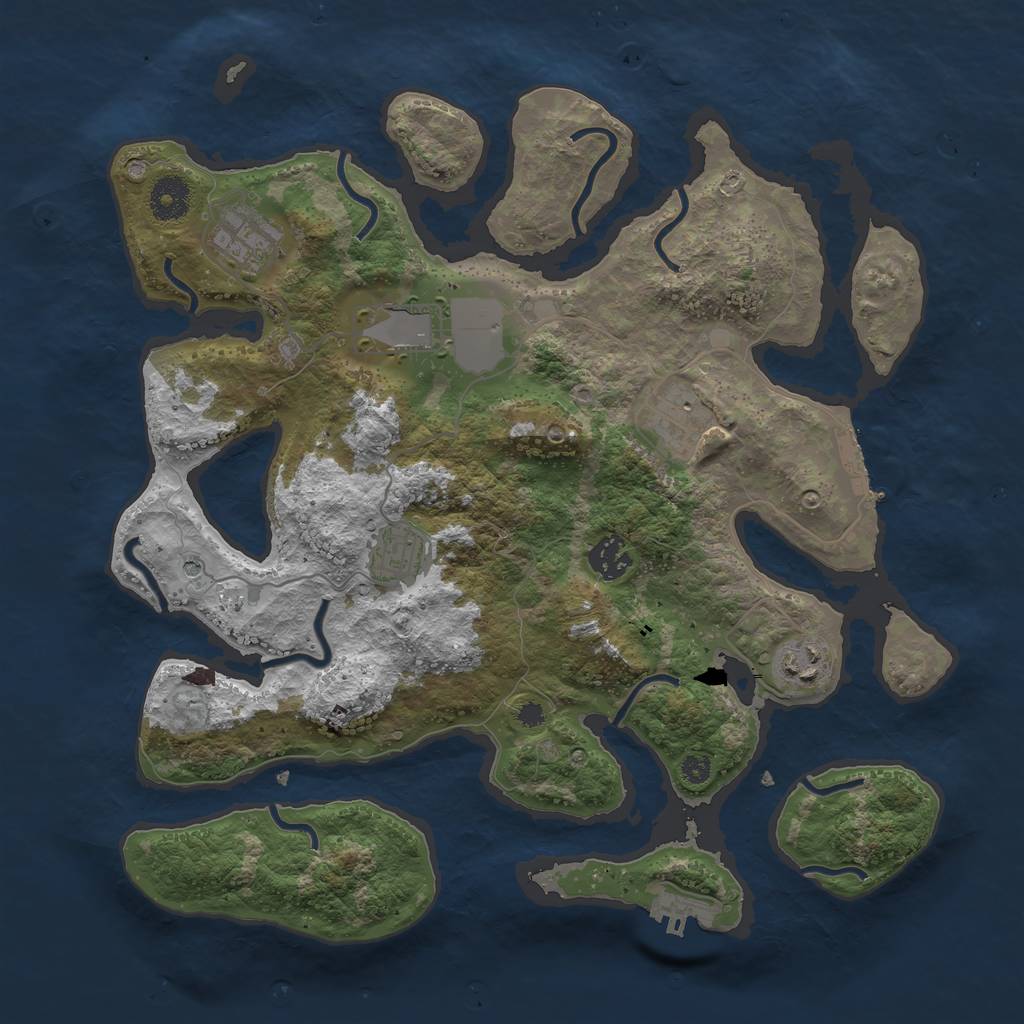 Rust Map: Procedural Map, Size: 3600, Seed: 518033437, 11 Monuments