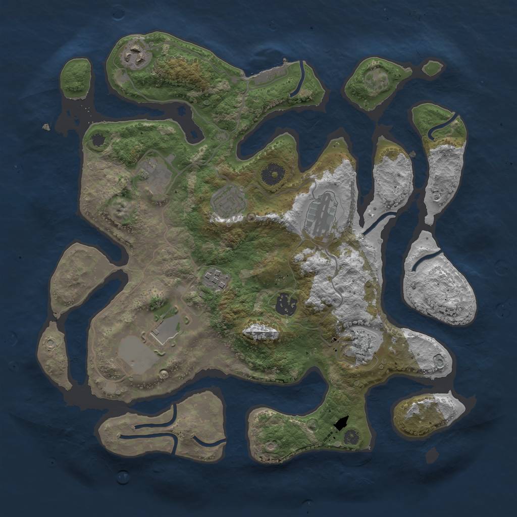 Rust Map: Procedural Map, Size: 3500, Seed: 1137392636, 11 Monuments