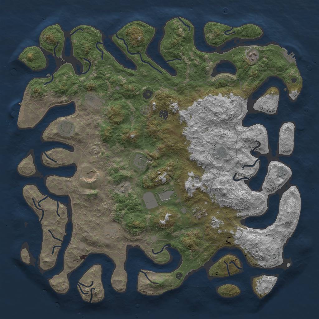 Rust Map: Procedural Map, Size: 5000, Seed: 56735, 16 Monuments