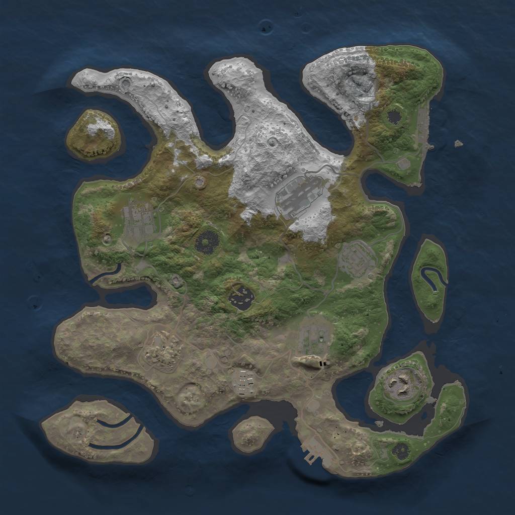 Rust Map: Procedural Map, Size: 3250, Seed: 374597881, 12 Monuments