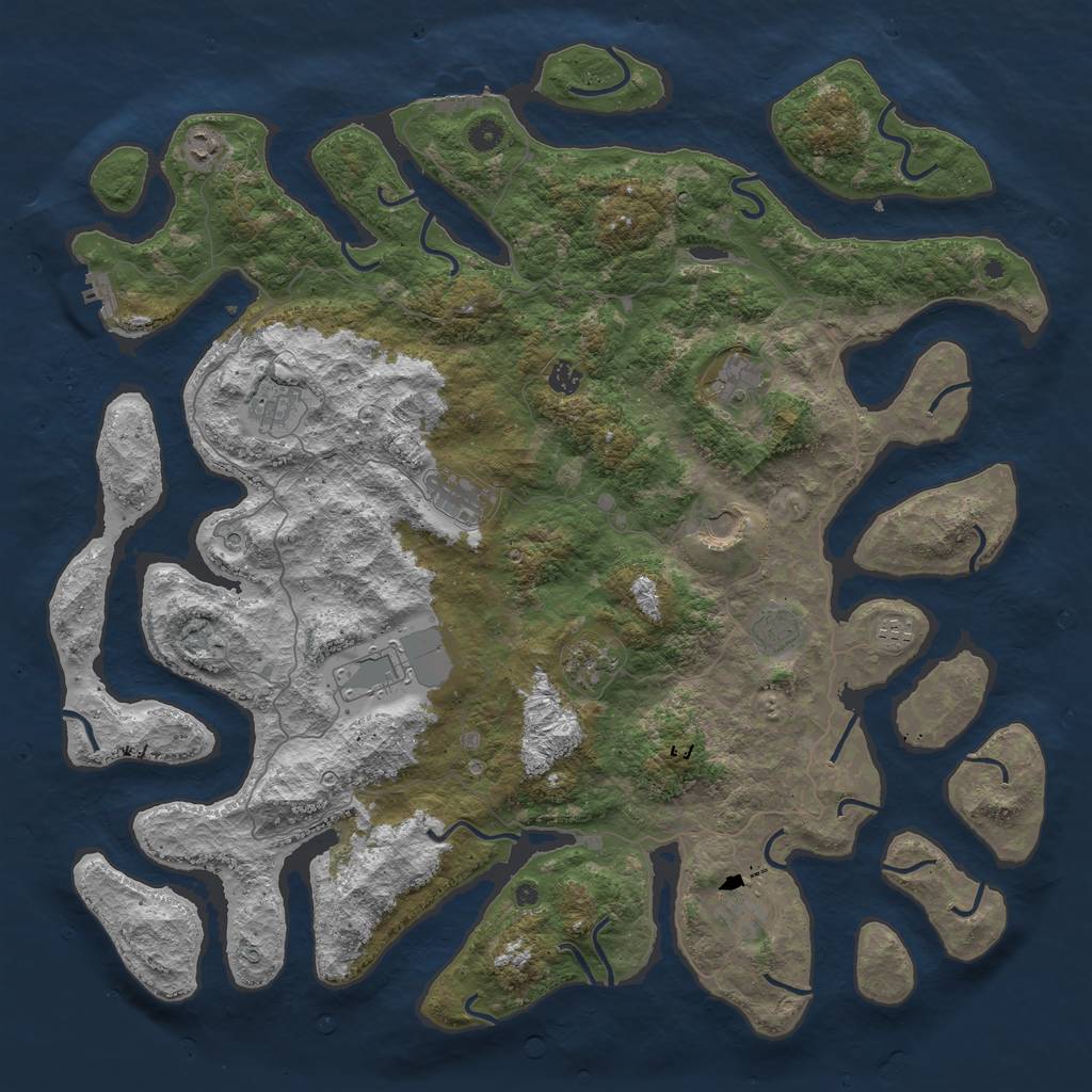 Rust Map: Procedural Map, Size: 5000, Seed: 67231, 16 Monuments