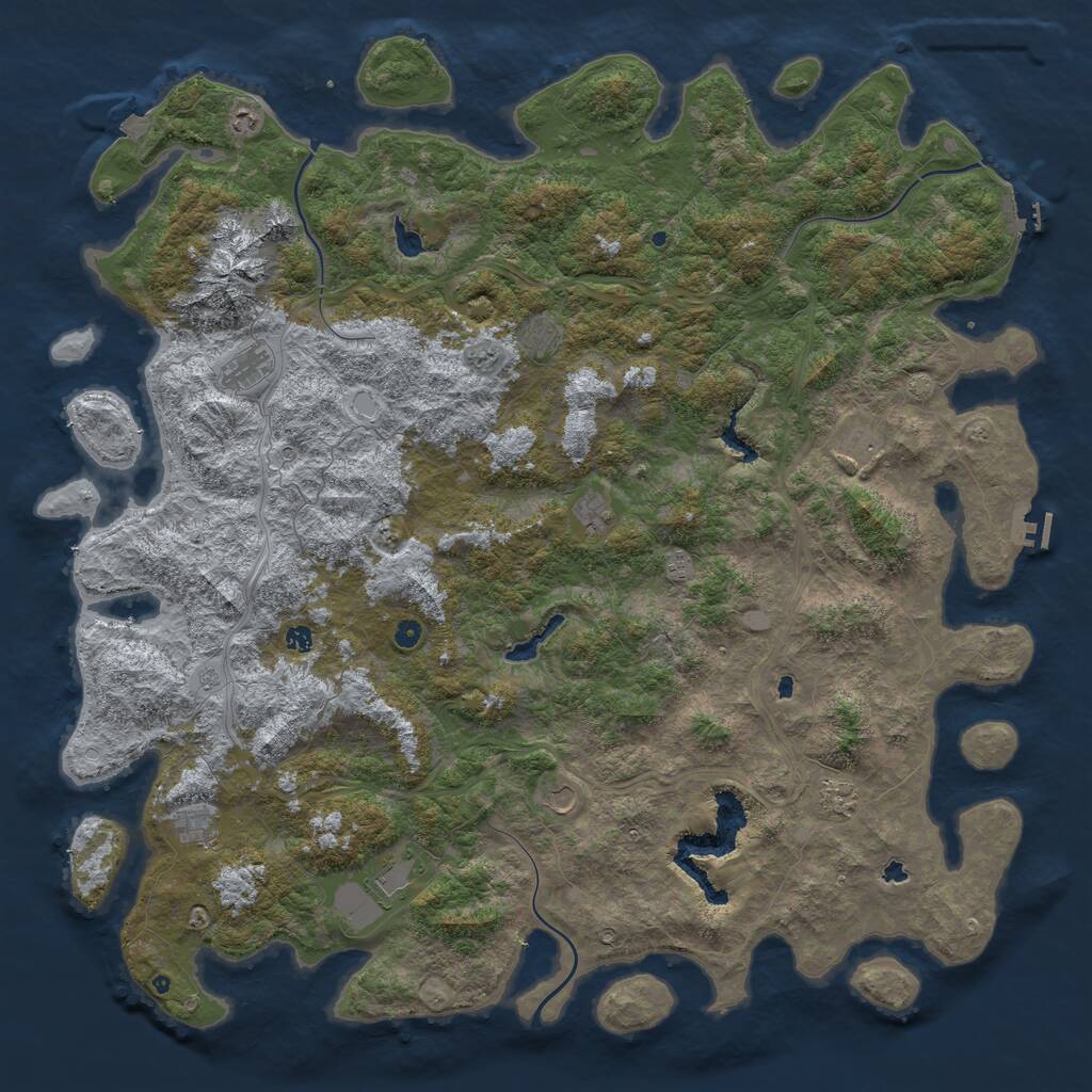 Rust Map: Procedural Map, Size: 6000, Seed: 473891, 17 Monuments