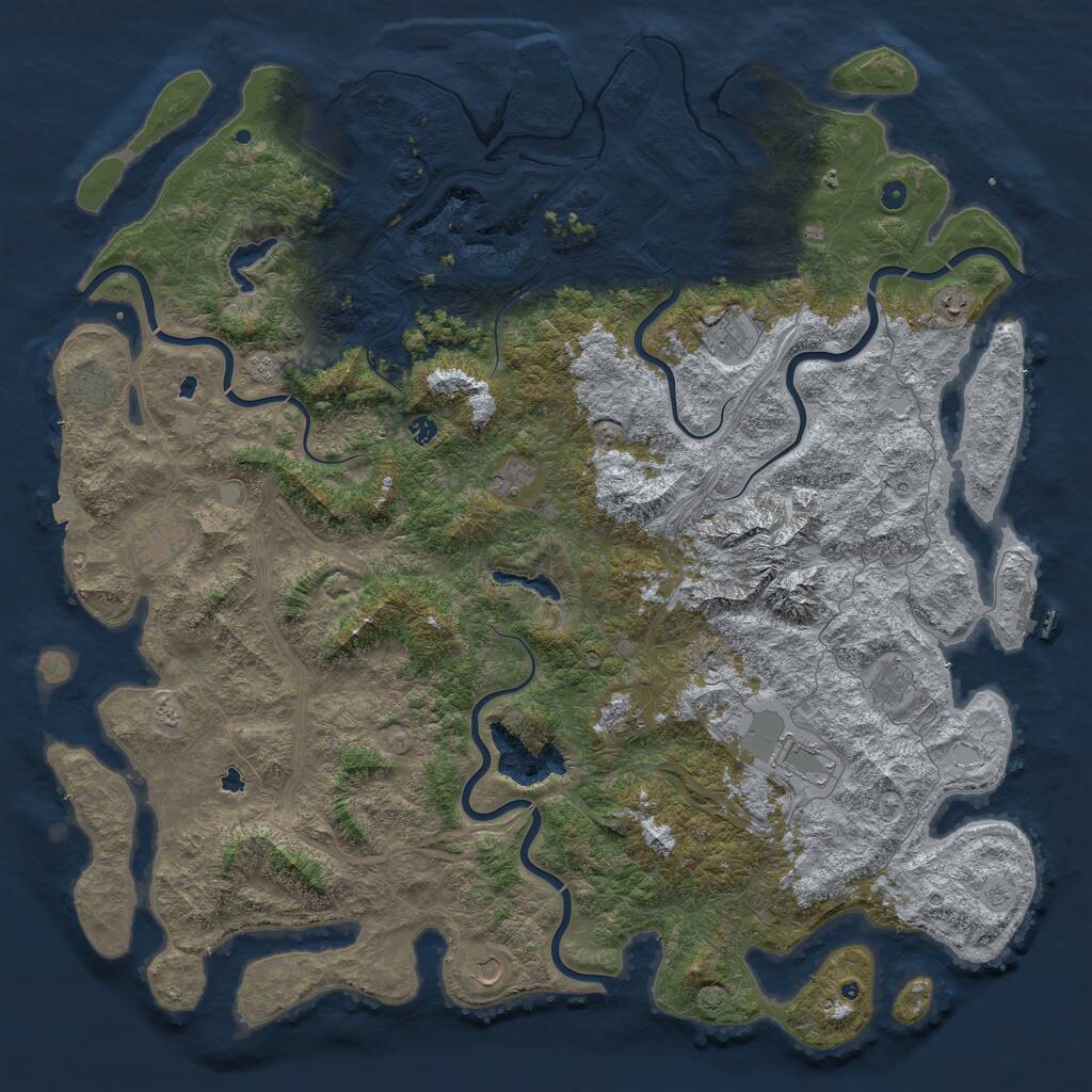 Rust Map: Procedural Map, Size: 6000, Seed: 21774860, 17 Monuments