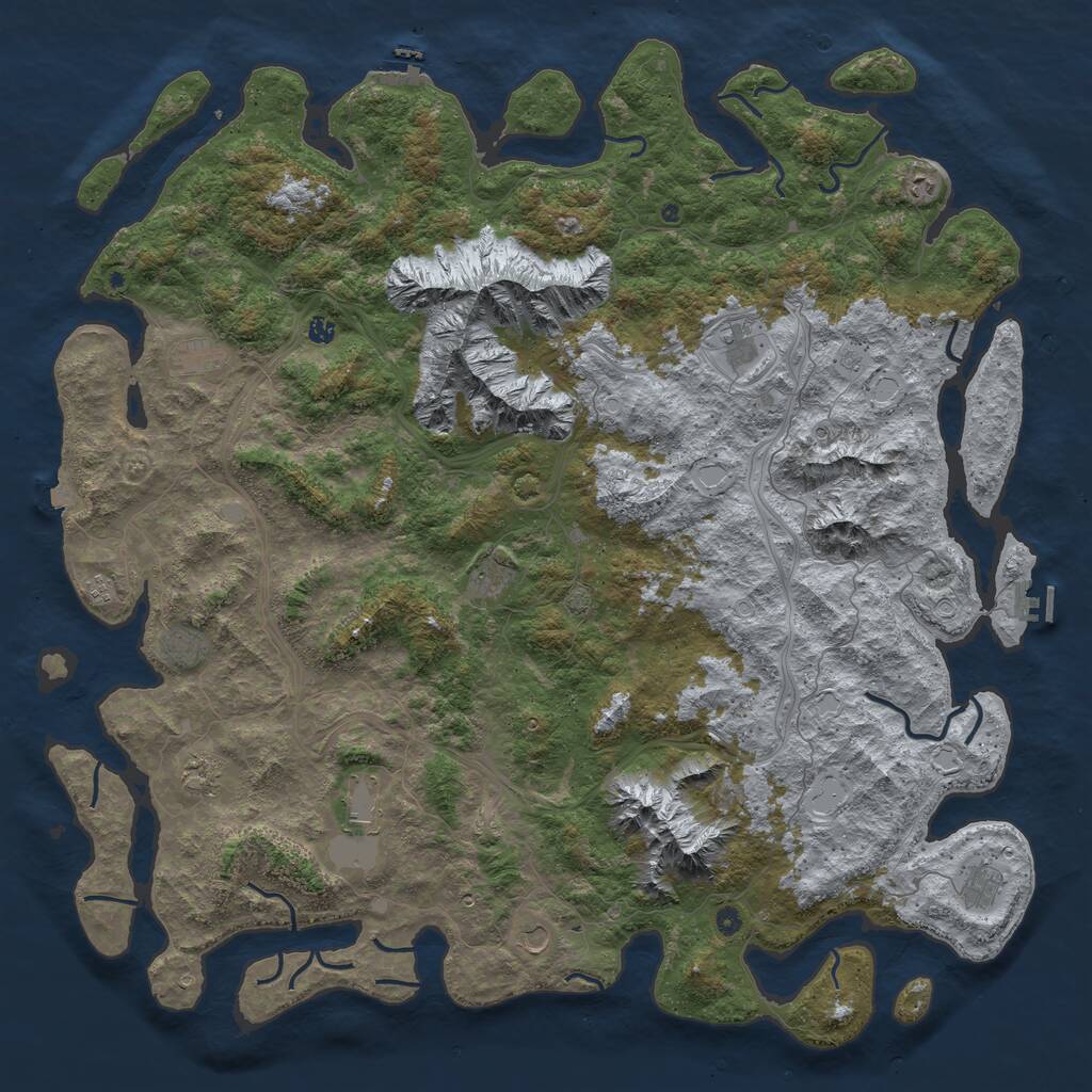 Rust Map: Procedural Map, Size: 6000, Seed: 21774860, 17 Monuments