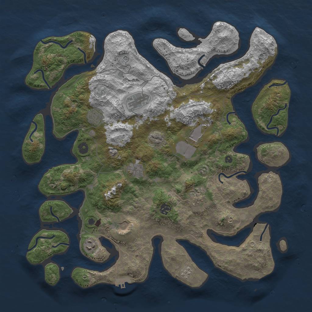 Rust Map: Procedural Map, Size: 4250, Seed: 2142533854, 13 Monuments