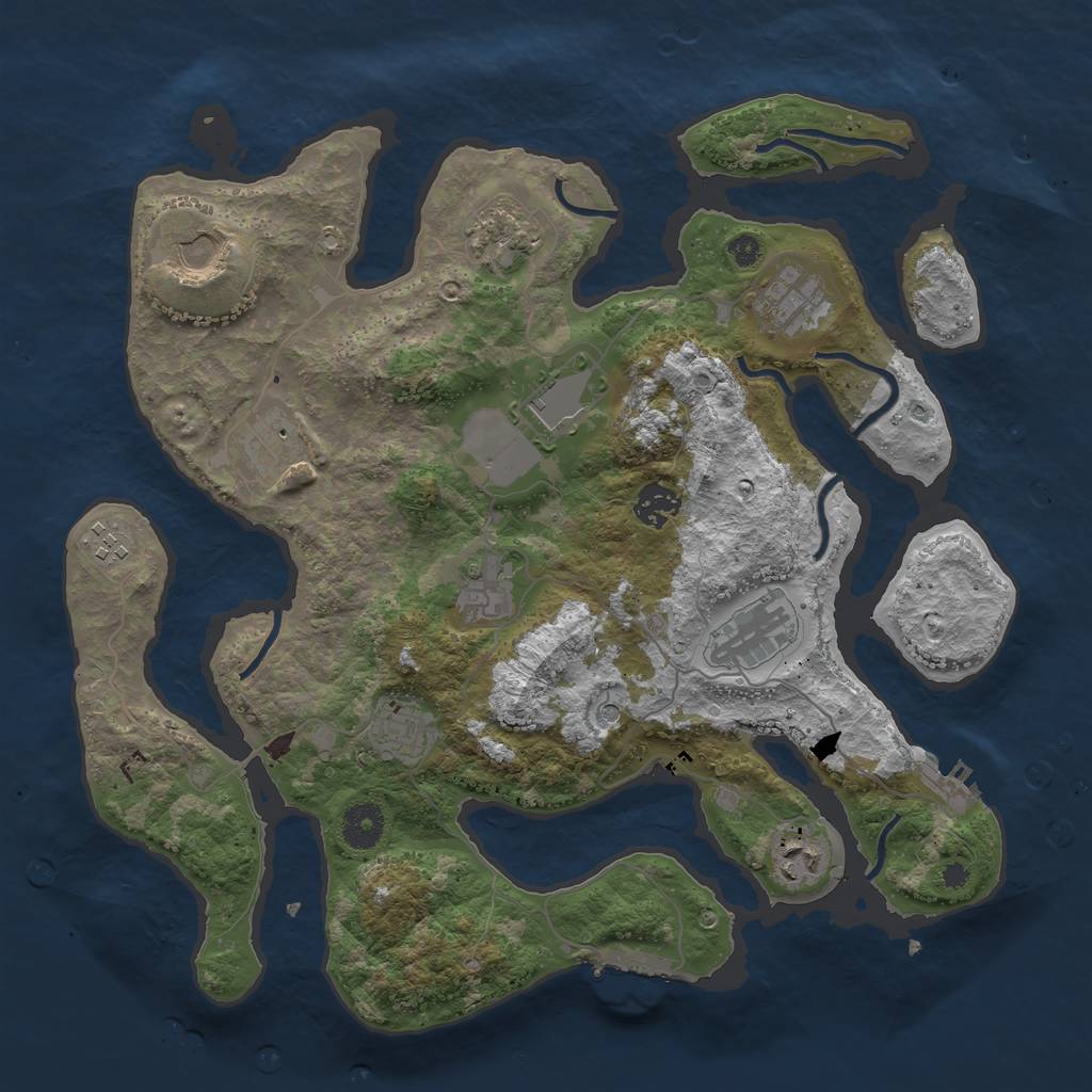 Rust Map: Procedural Map, Size: 3700, Seed: 1198596100, 16 Monuments