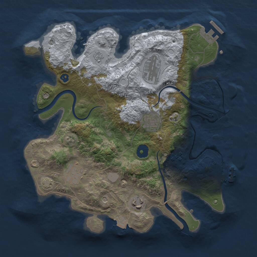 Rust Map: Procedural Map, Size: 3000, Seed: 1933837185, 11 Monuments