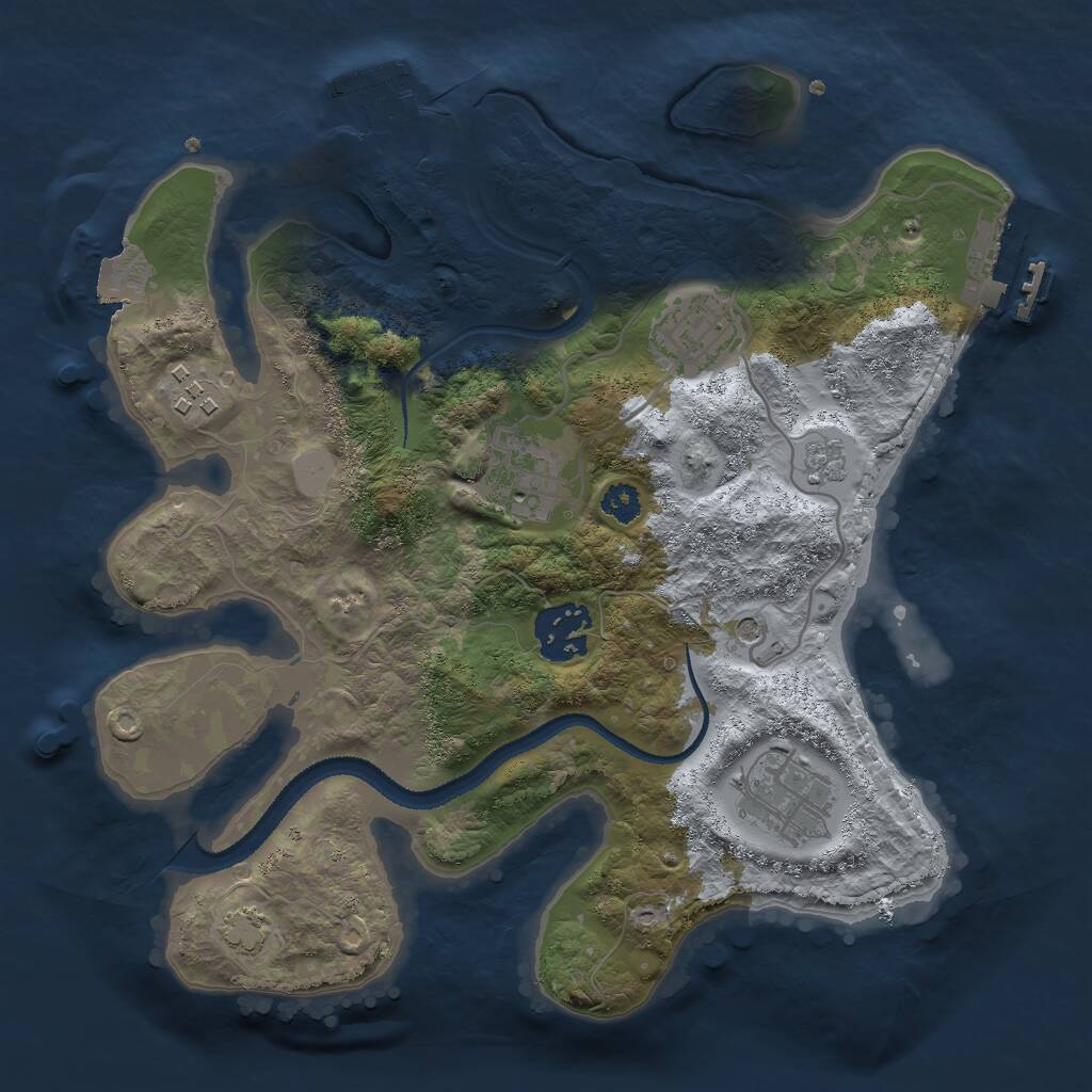Rust Map: Procedural Map, Size: 2800, Seed: 2123753446, 11 Monuments