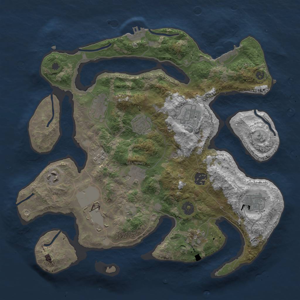 Rust Map: Procedural Map, Size: 3500, Seed: 1916621376, 15 Monuments