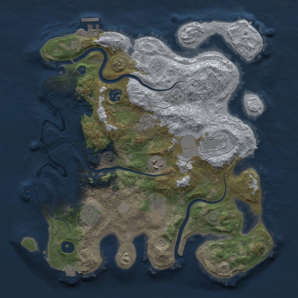 Rust Map: Procedural Map, Size: 3500, Seed: 5284180, 13 Monuments