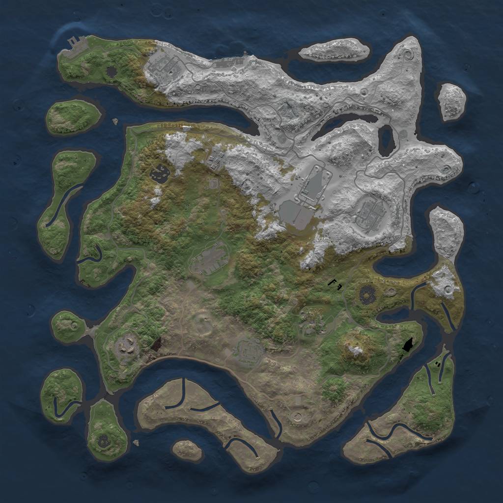 Rust Map: Procedural Map, Size: 4000, Seed: 235054, 14 Monuments